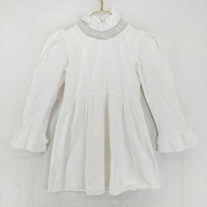 Batsheva White Ruffle Embroidered Collar Long Sleeve Boho Blouse P4667